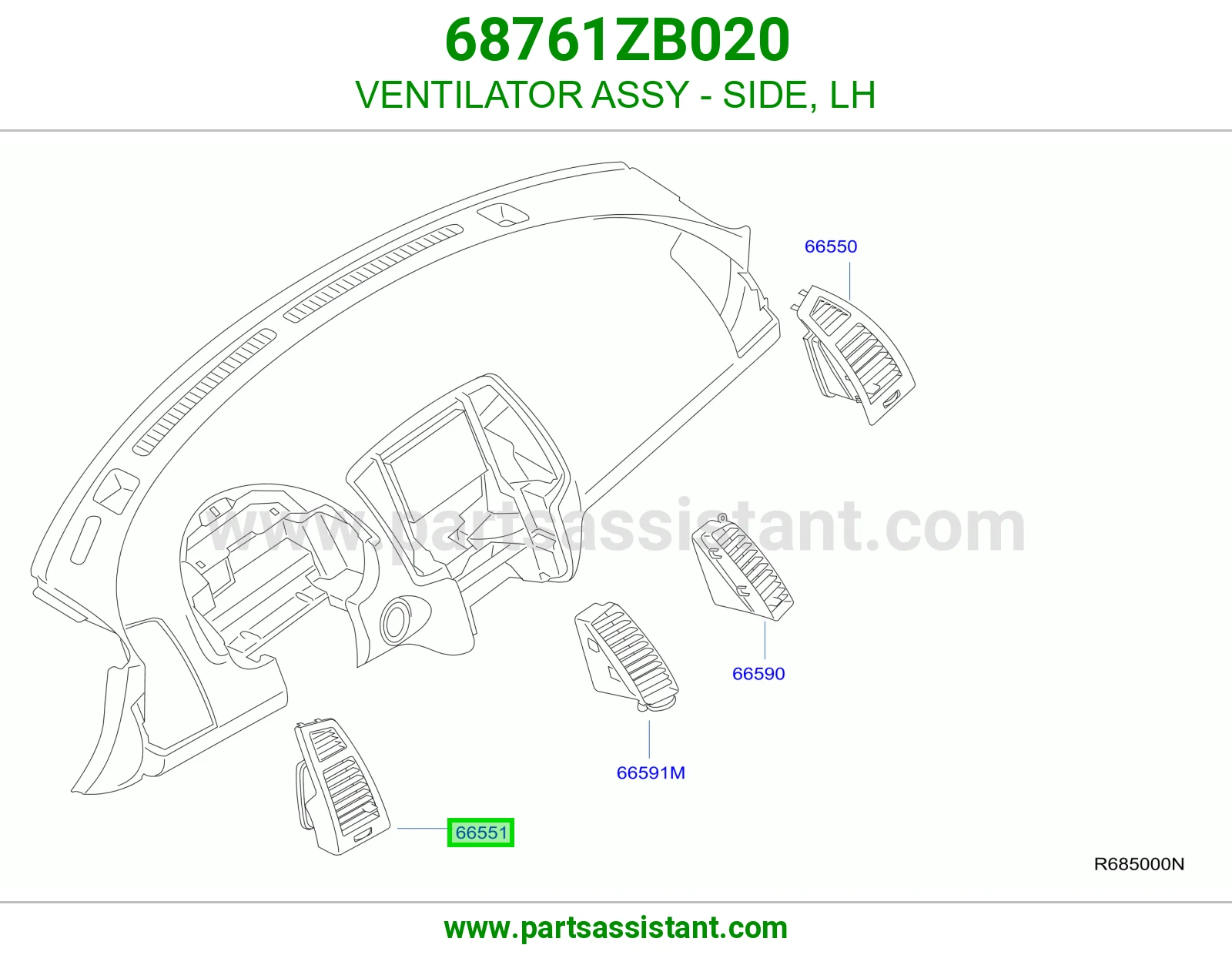 هوايه مكيف يسار 68761ZB020