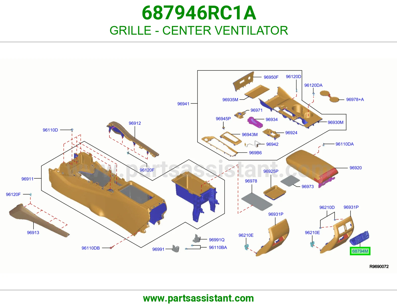 شبك فتحة مكيف وسط 687946RC1A