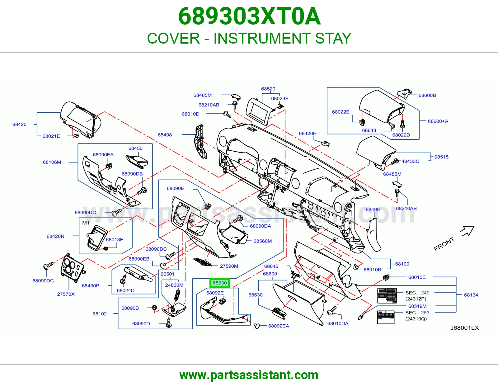 غطاء جسر طبلون 689303XT0A