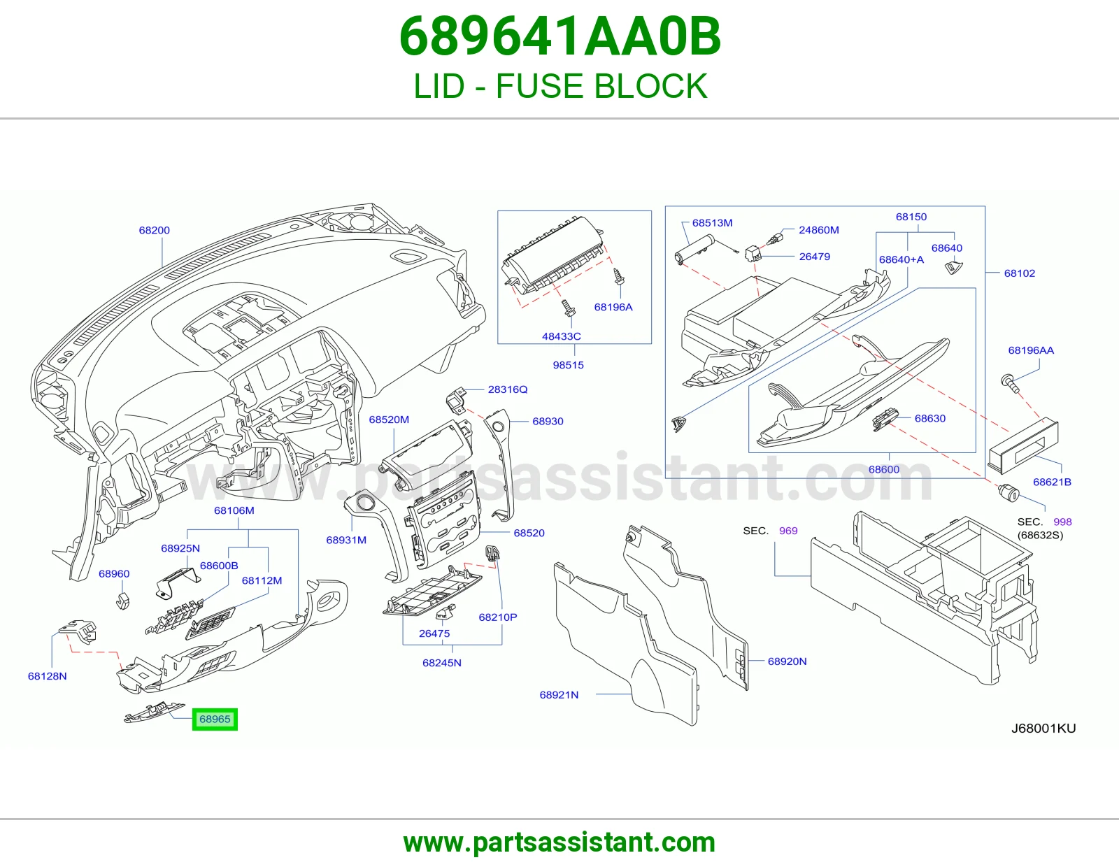 غطاء علبة فيوزات 689641AA0B