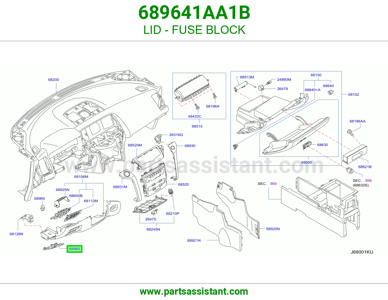 غطاء علبة فيوزات 689641AA1B