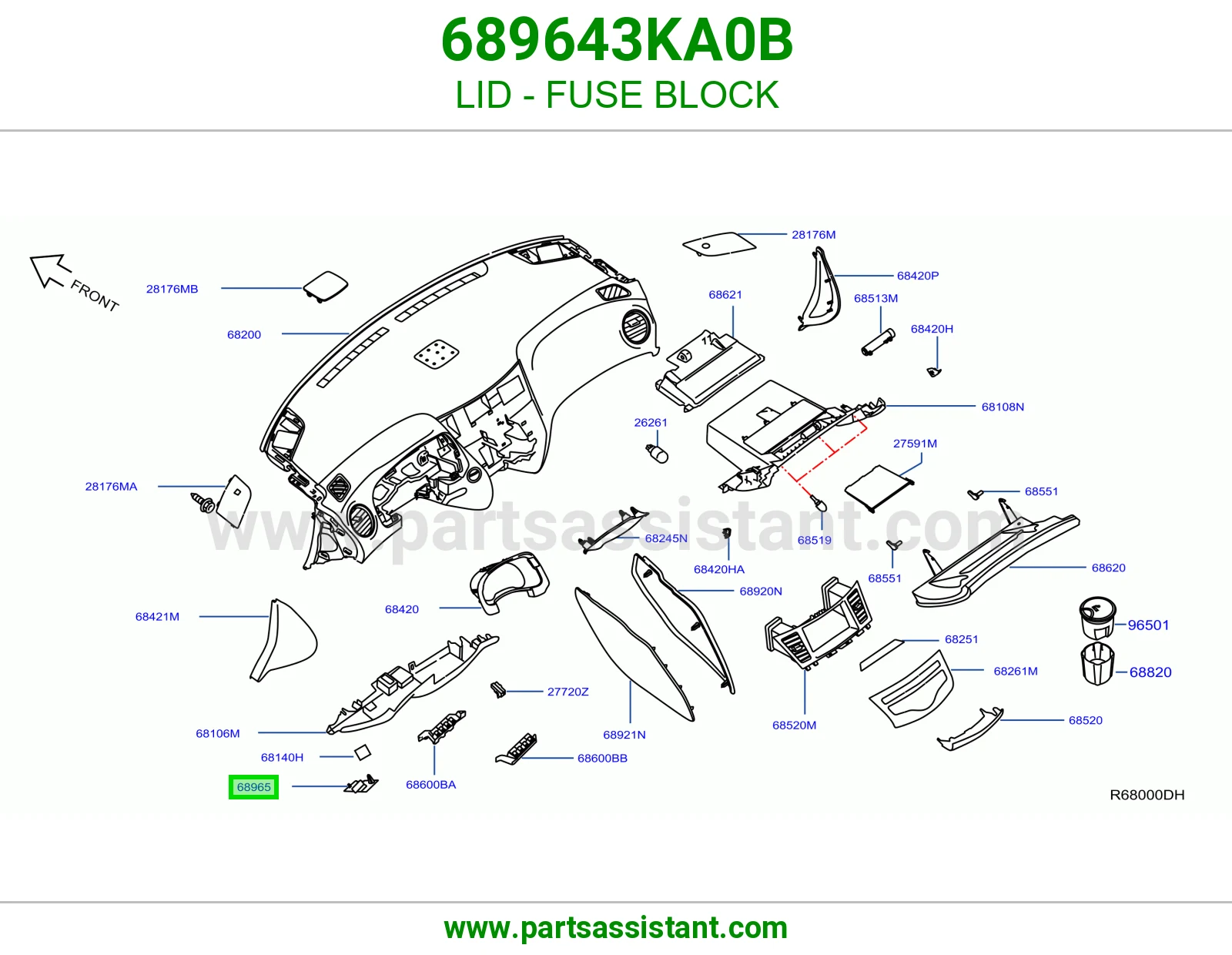 غطاء علبة فيوزات 689643KA0B