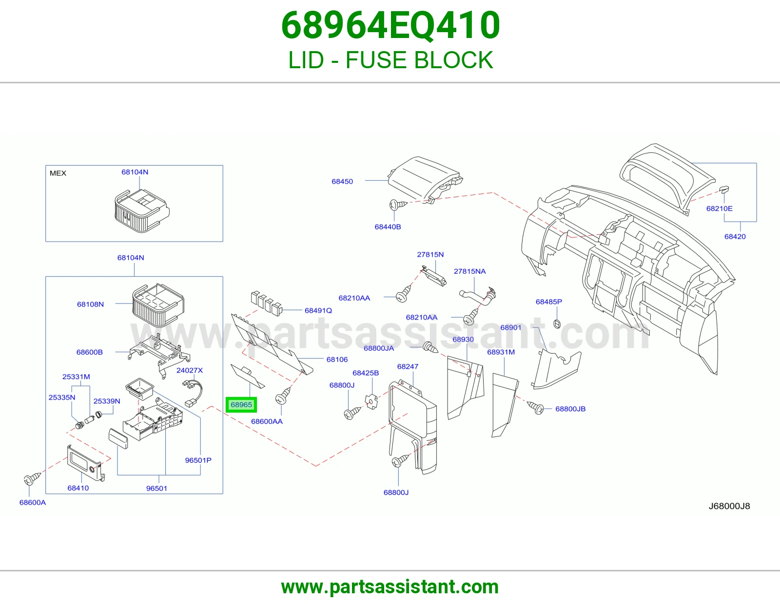 غطاء علبة فيوزات 68964EQ410
