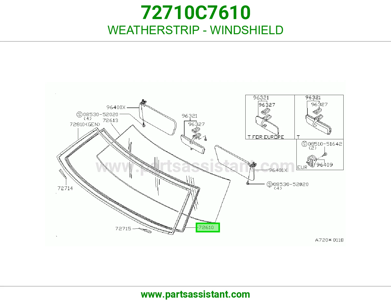 WEATHERSTRIP - WINDSHIELD 72710C7610