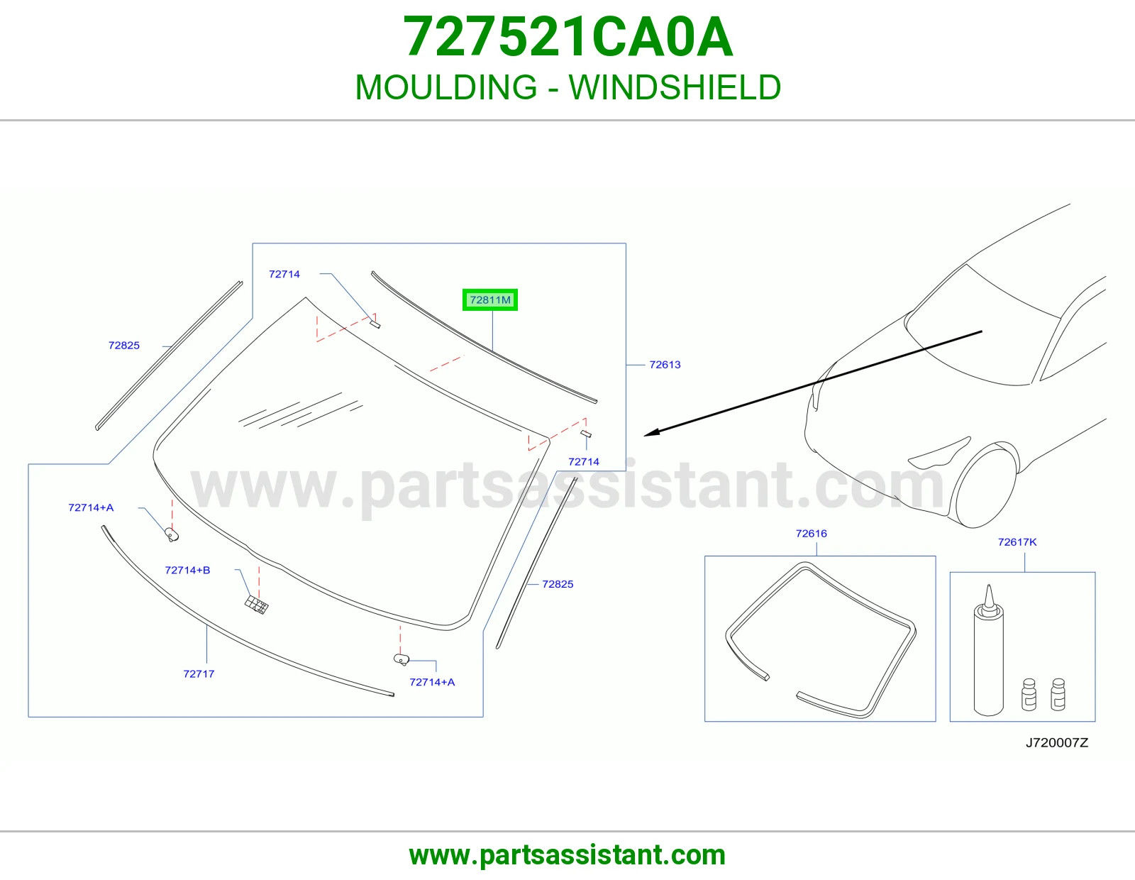 MOULDING - WINDSHIELD 727521CA0A