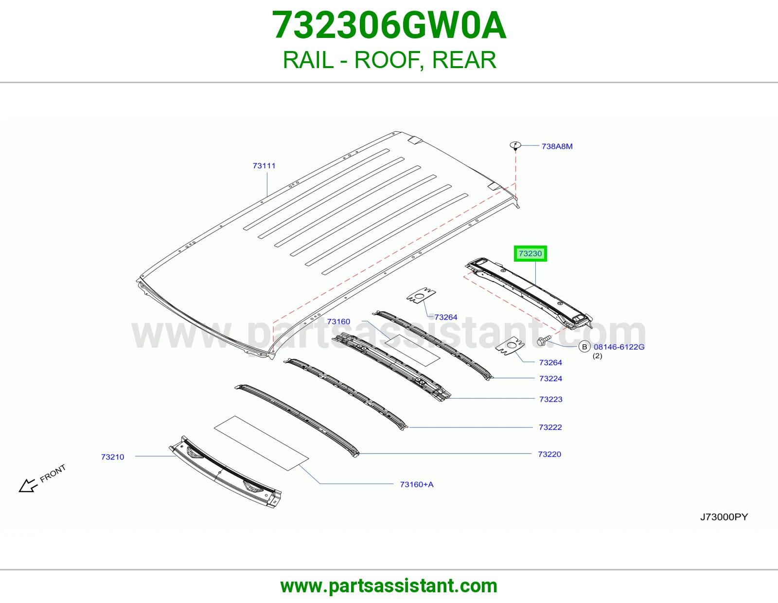 سكة سقف خلفي 732306GW0A