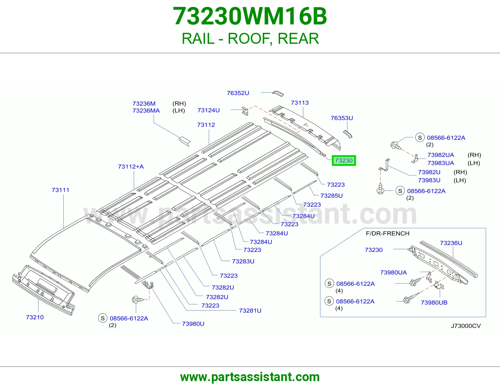 سكة سقف خلفي 73230WM16B
