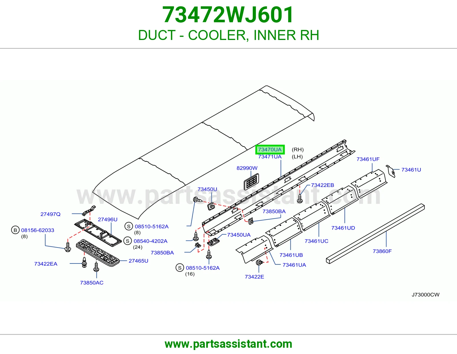 DUCT - COOLER, INNER RH 73472WJ601