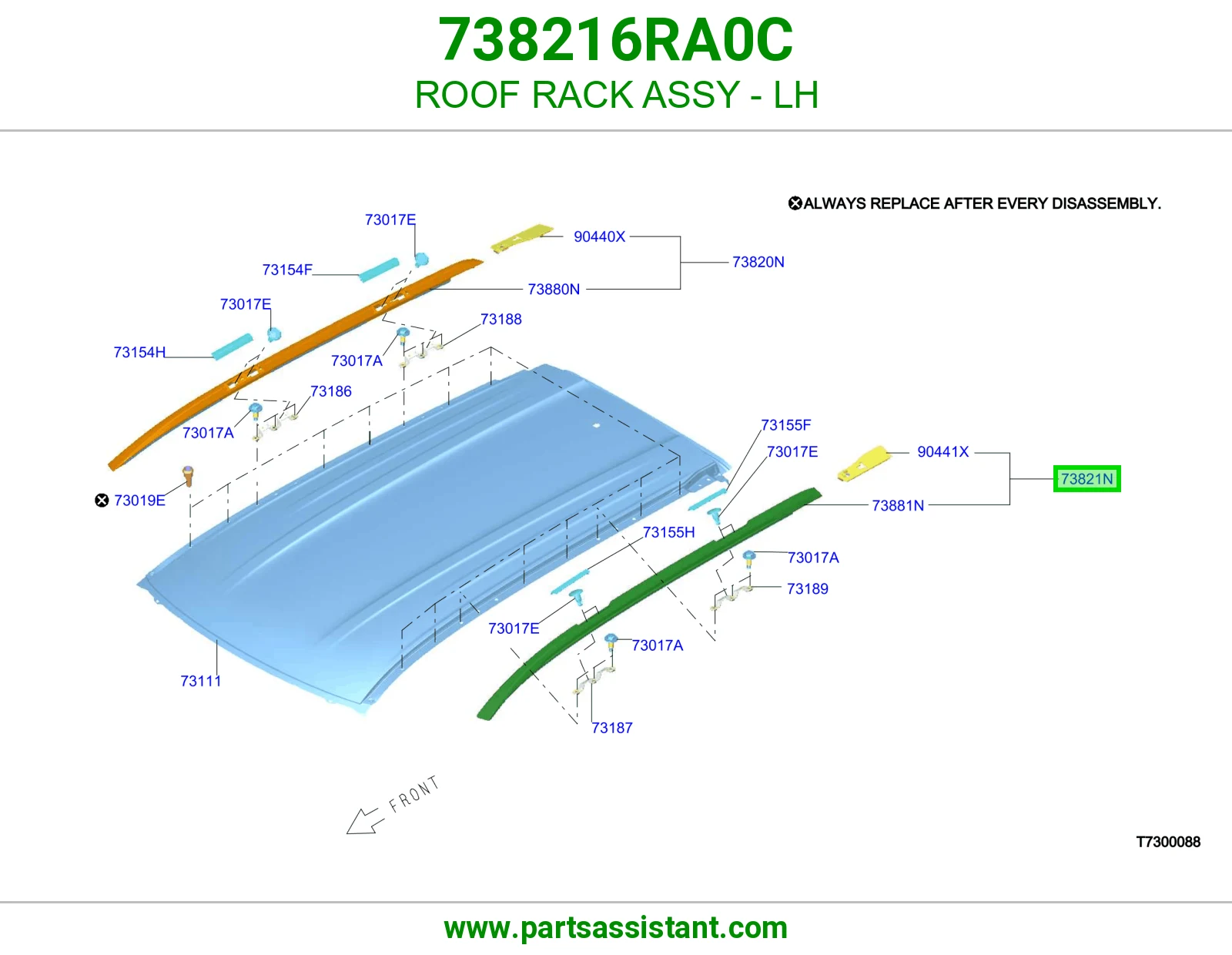ROOF RACK ASSY - LH 738216RA0C