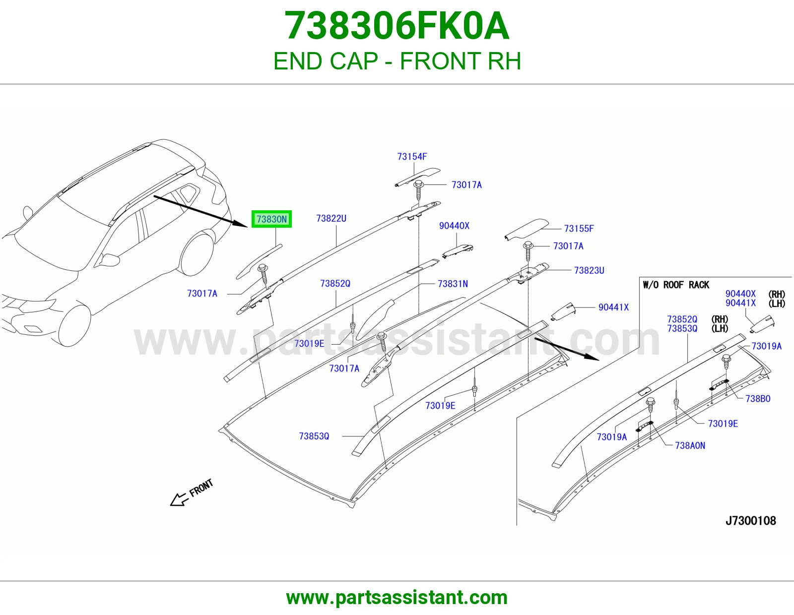 END CAP - FRONT RH 738306FK0A