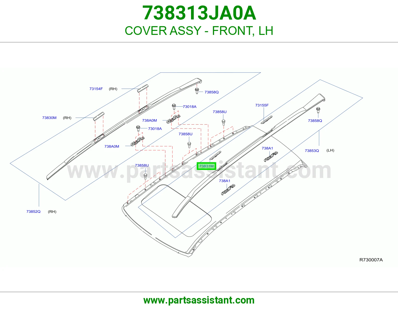 غطاء أمامي يسار كامل 738313JA0A