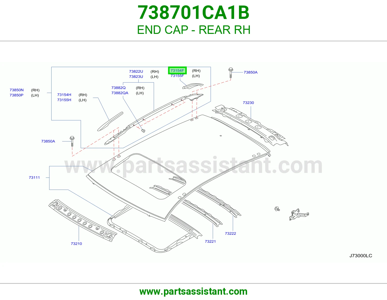 غطاء طرف خلفي يمين 738701CA1B