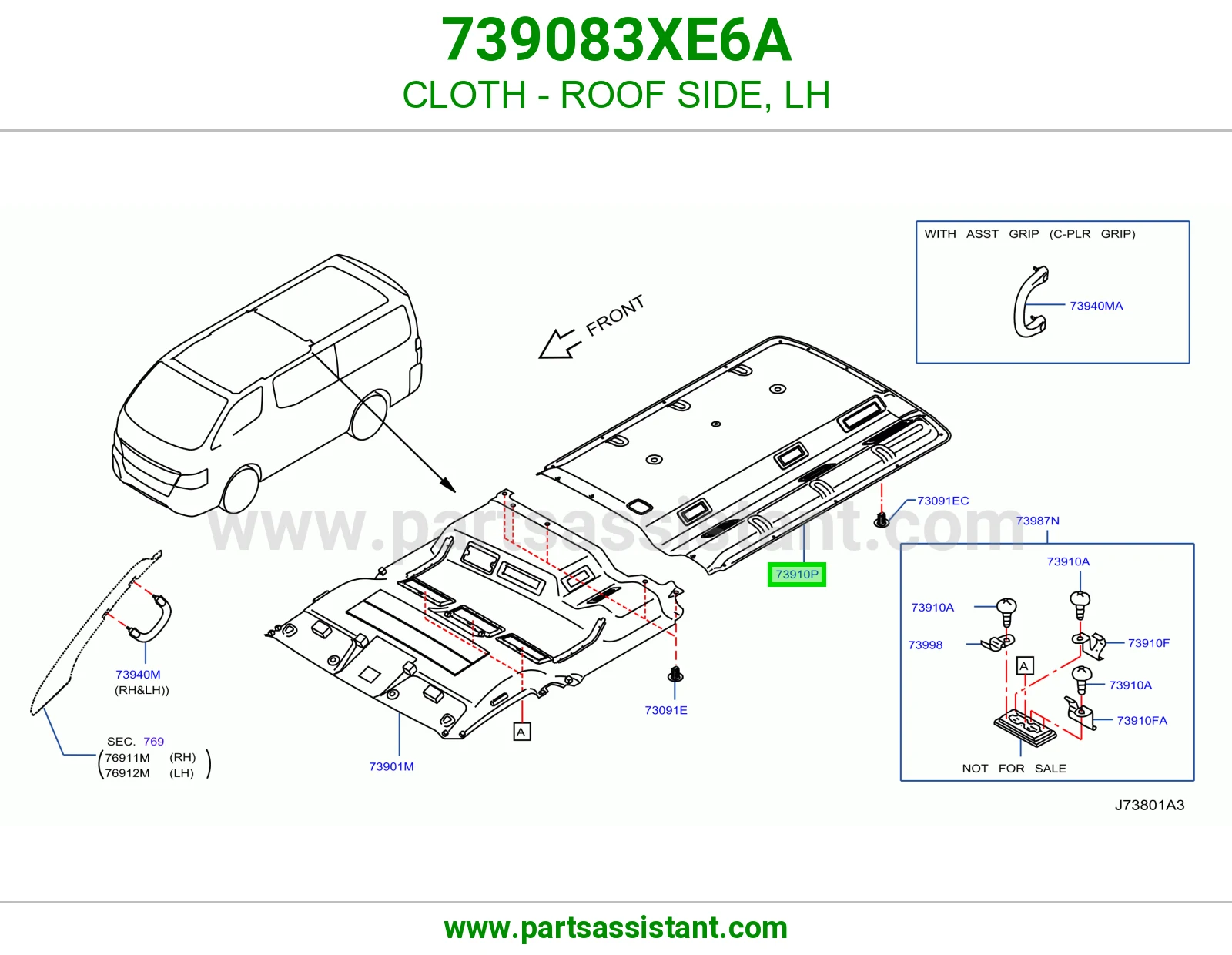 CLOTH - ROOF SIDE, LH 739083XE6A
