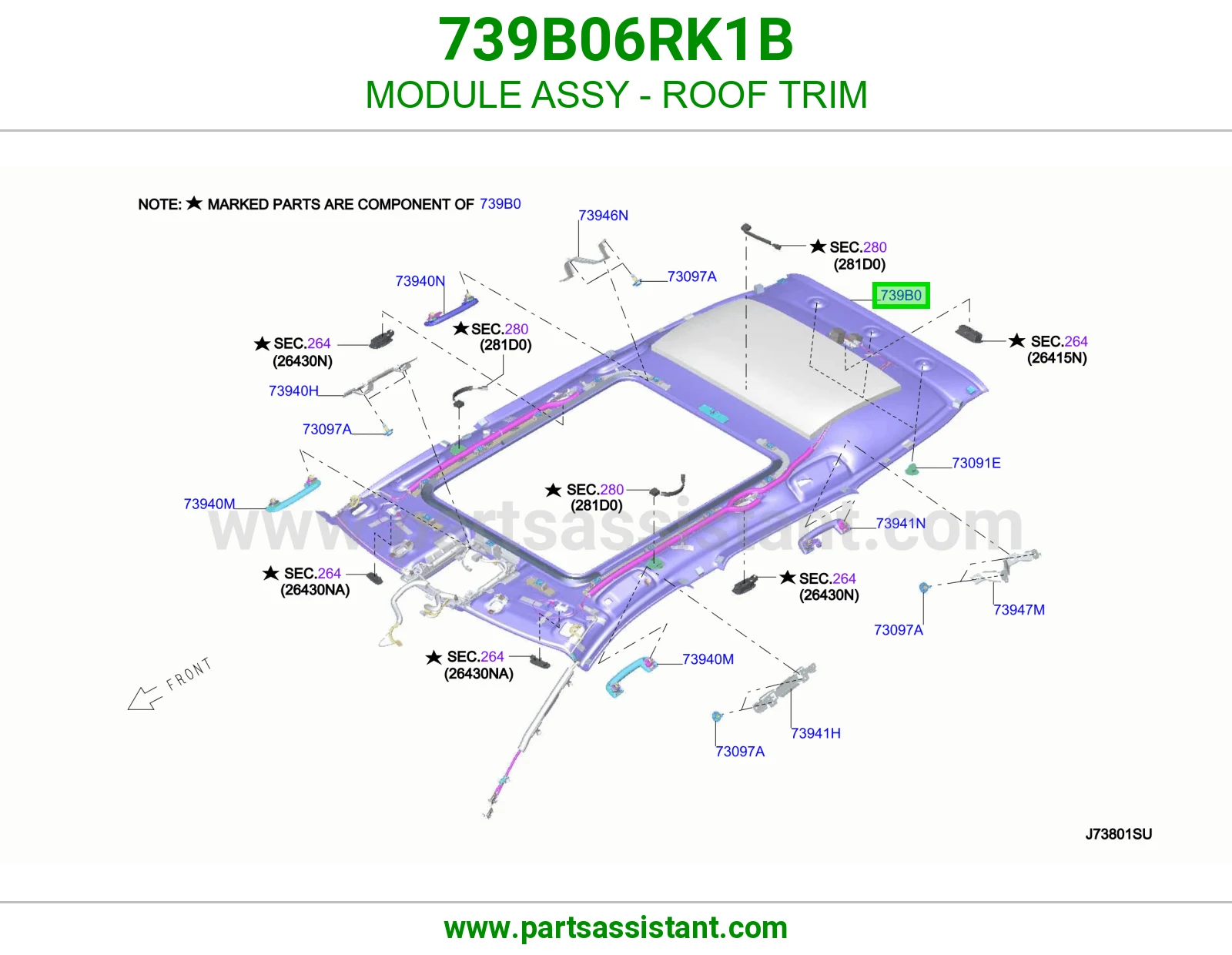 MODULE ASSY - ROOF TRIM 739B06RK1B