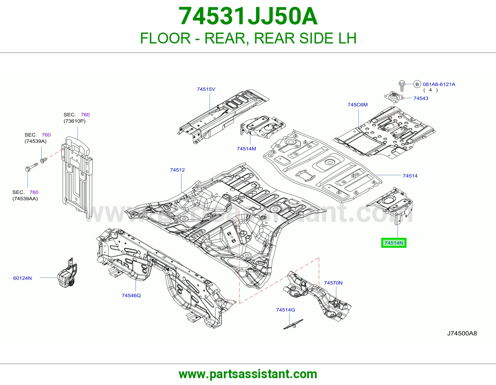 أرضية خلفي يسار 74531JJ50A