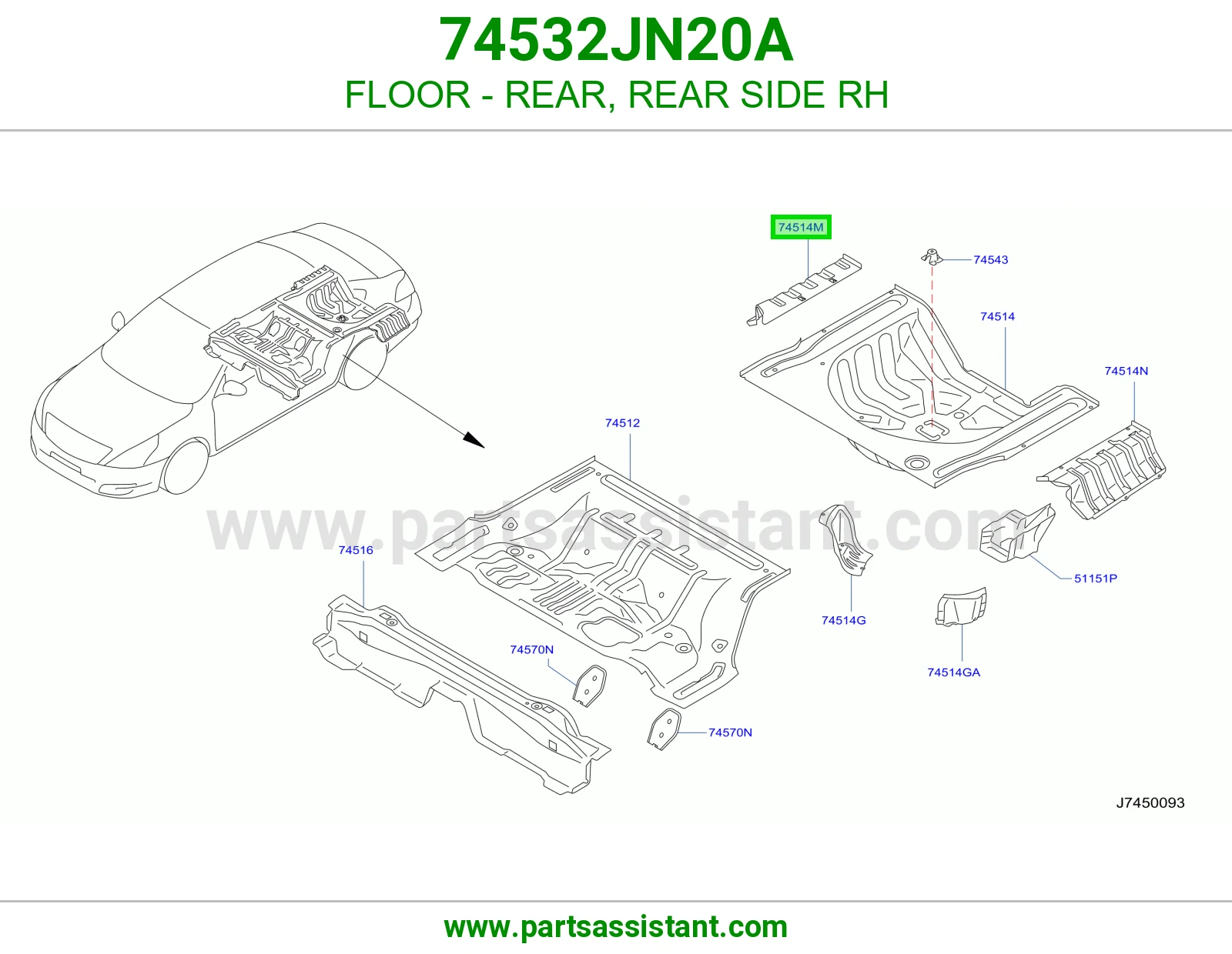 أرضية خلفي يمين 74532JN20A