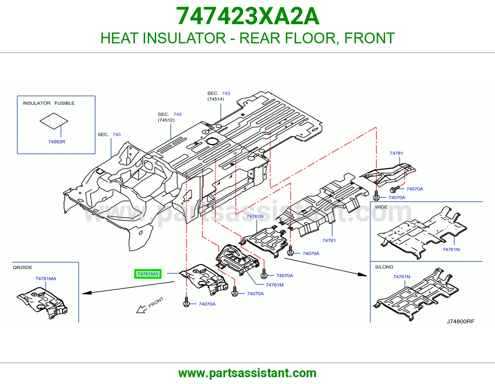 عازل حرارة أرضية خلفية أمامي 747423XA2A