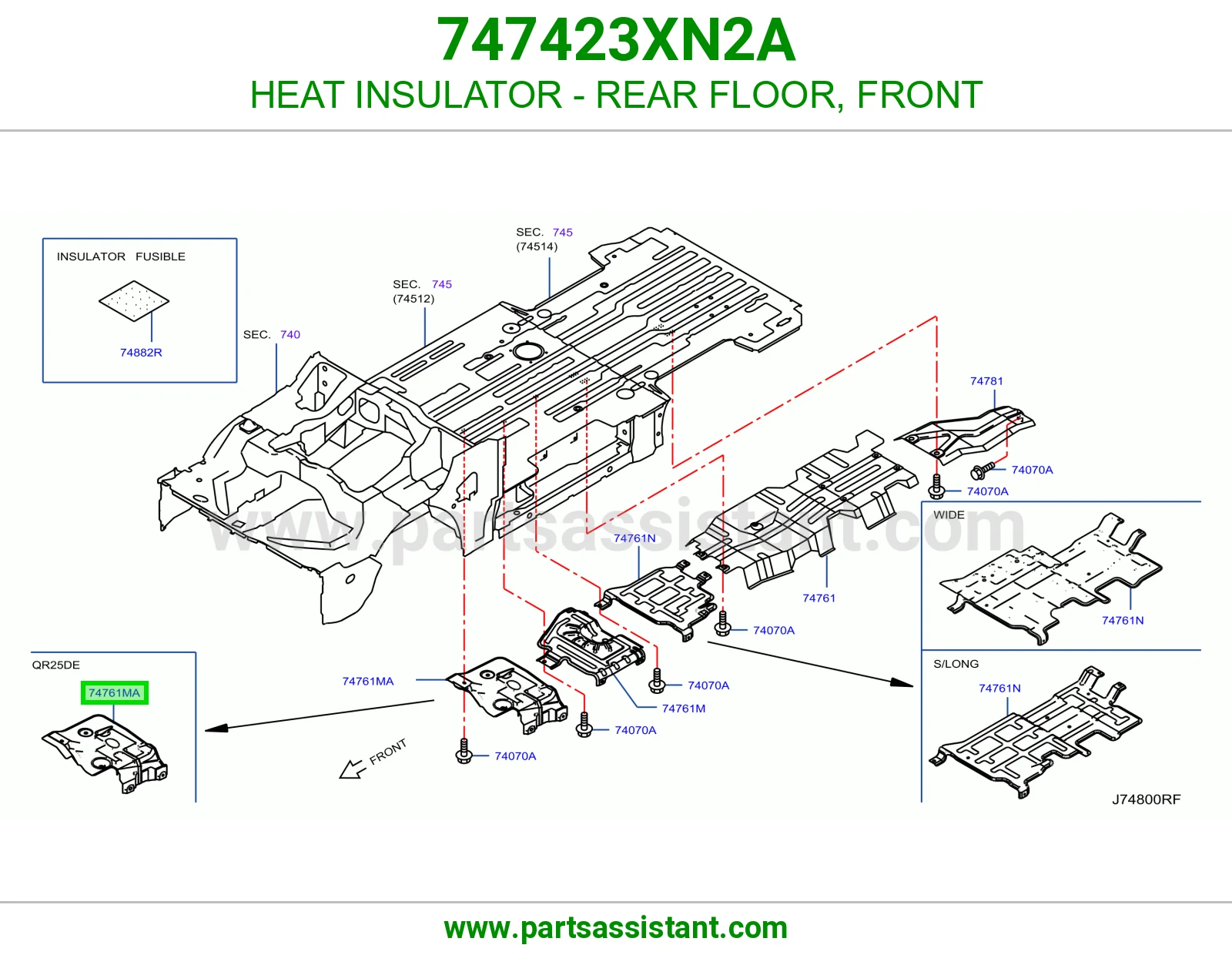 عازل حرارة أرضية خلفية أمامي 747423XN2A