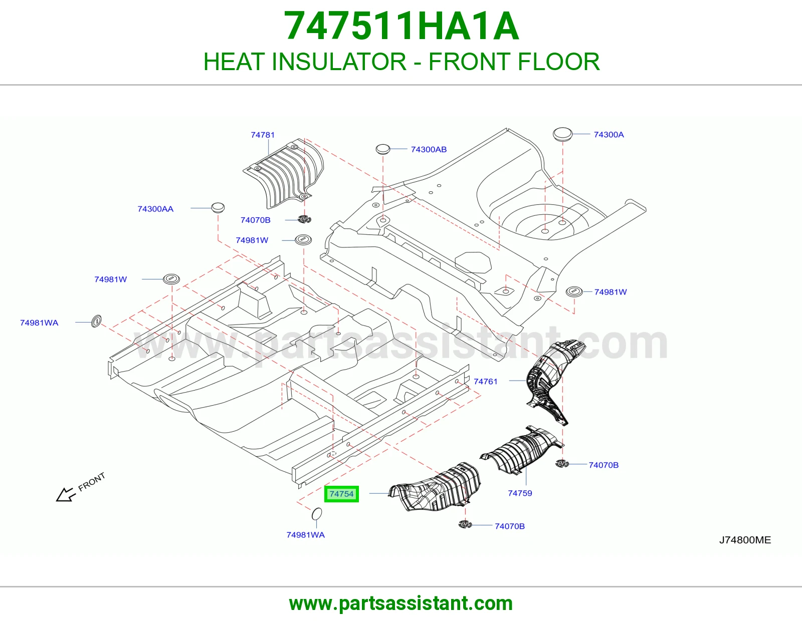 عازل حرارة أرضية أمامية 747511HA1A