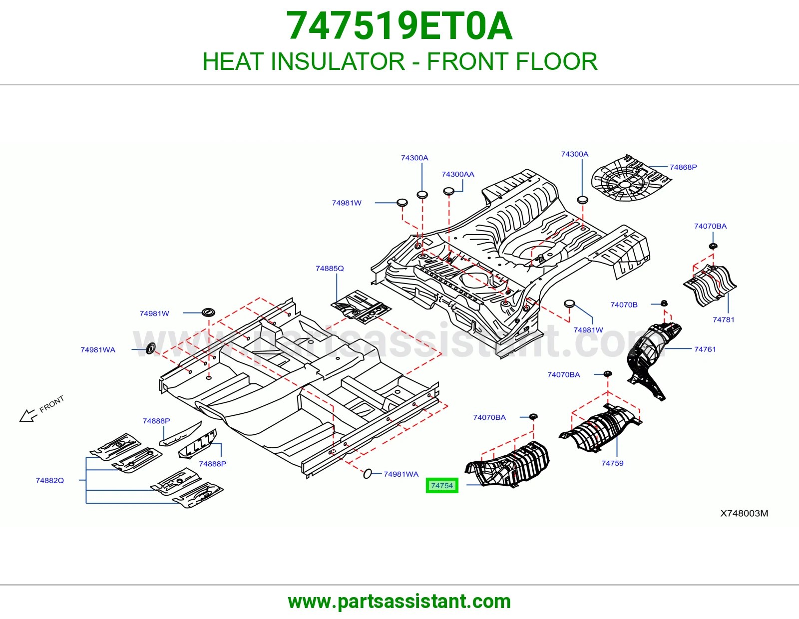 عازل حرارة أرضية أمامية 747519ET0A