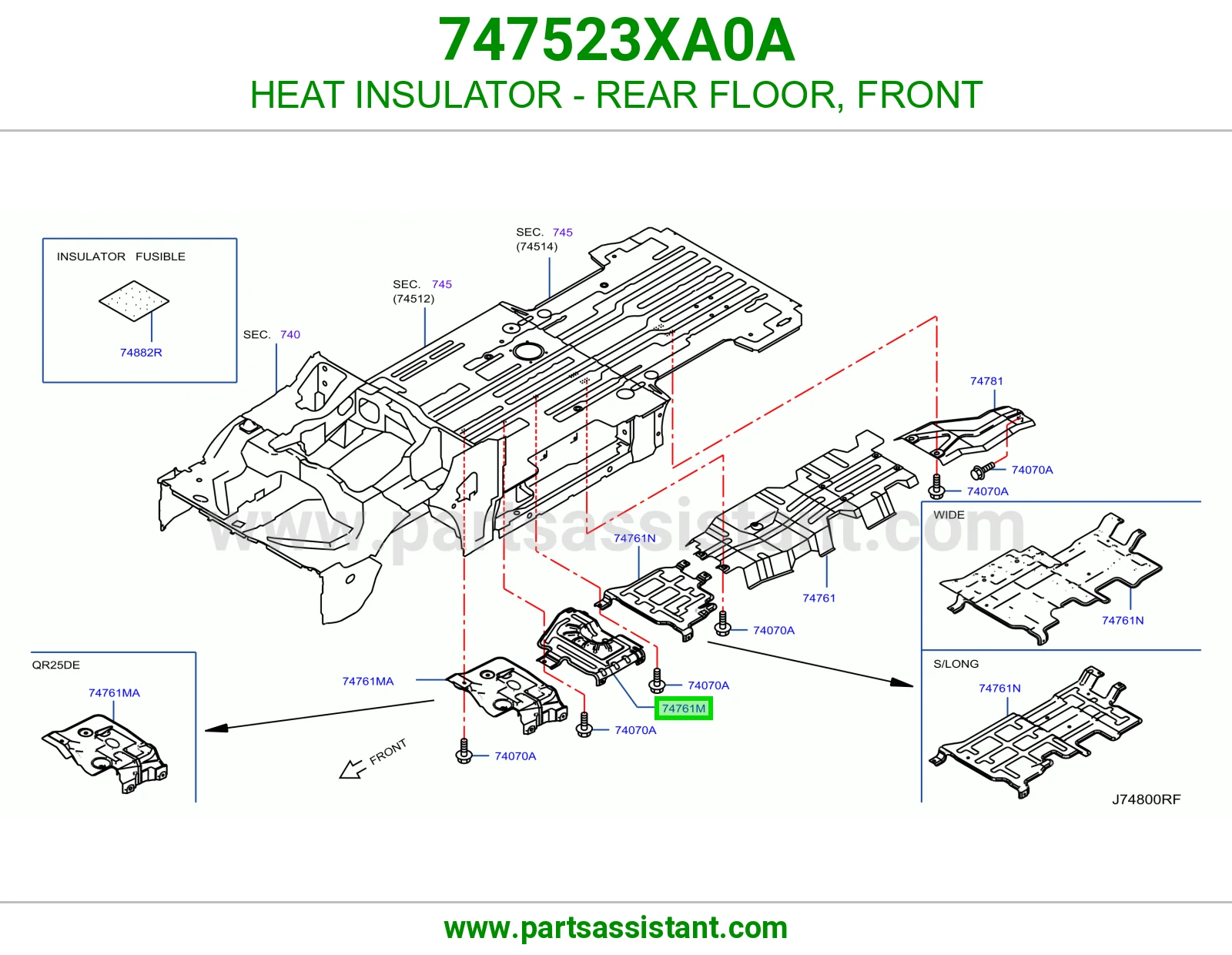 عازل حرارة أرضية خلفية أمامي 747523XA0A