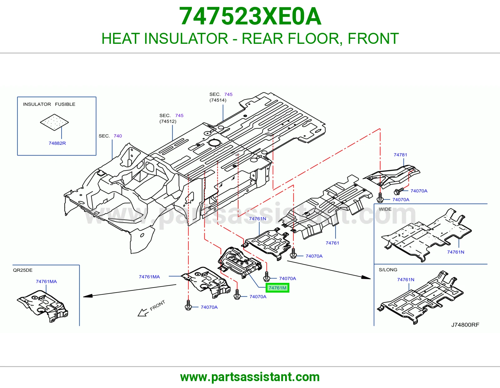 عازل حرارة أرضية خلفية أمامي 747523XE0A
