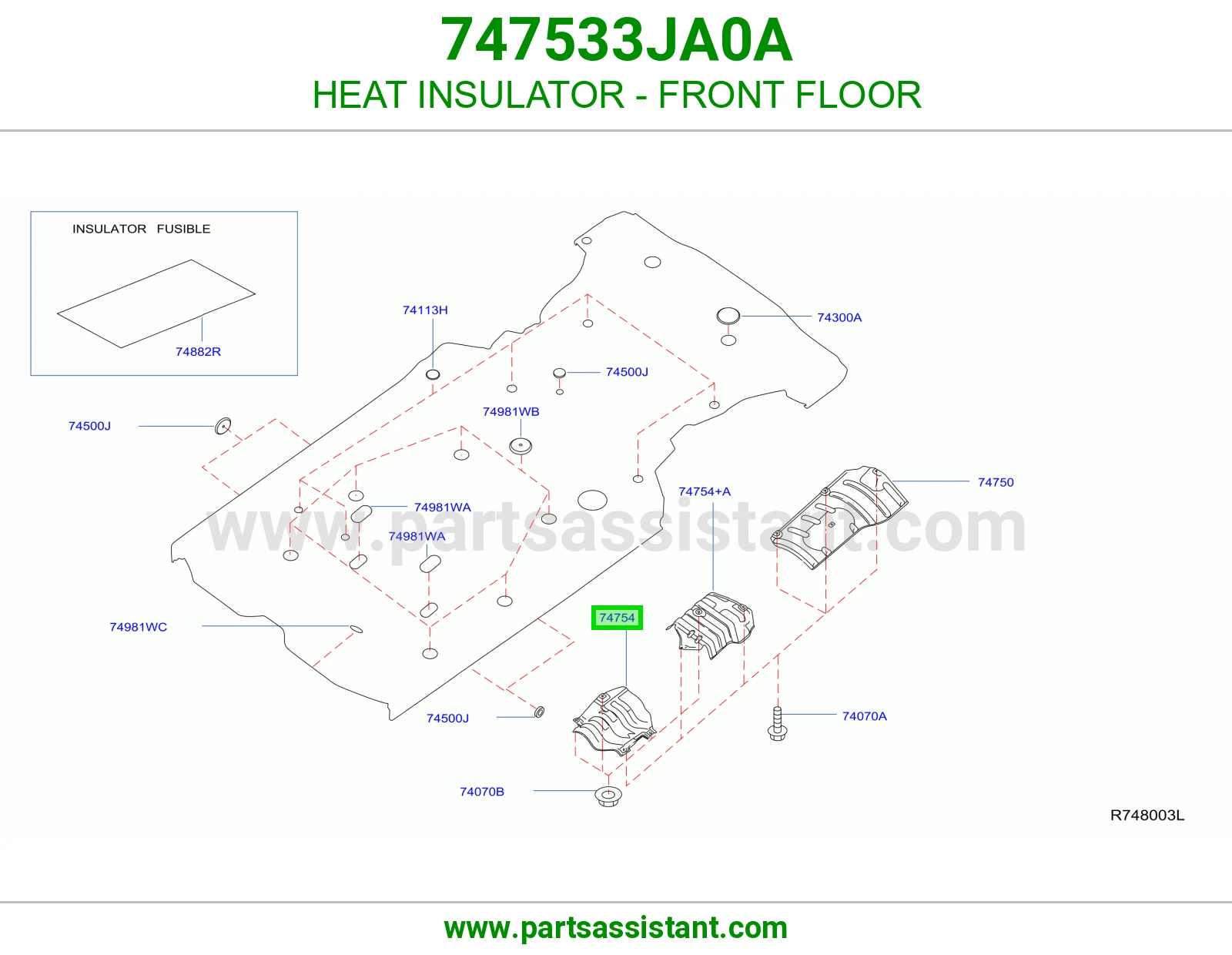 عازل حرارة أرضية أمامية 747533JA0A