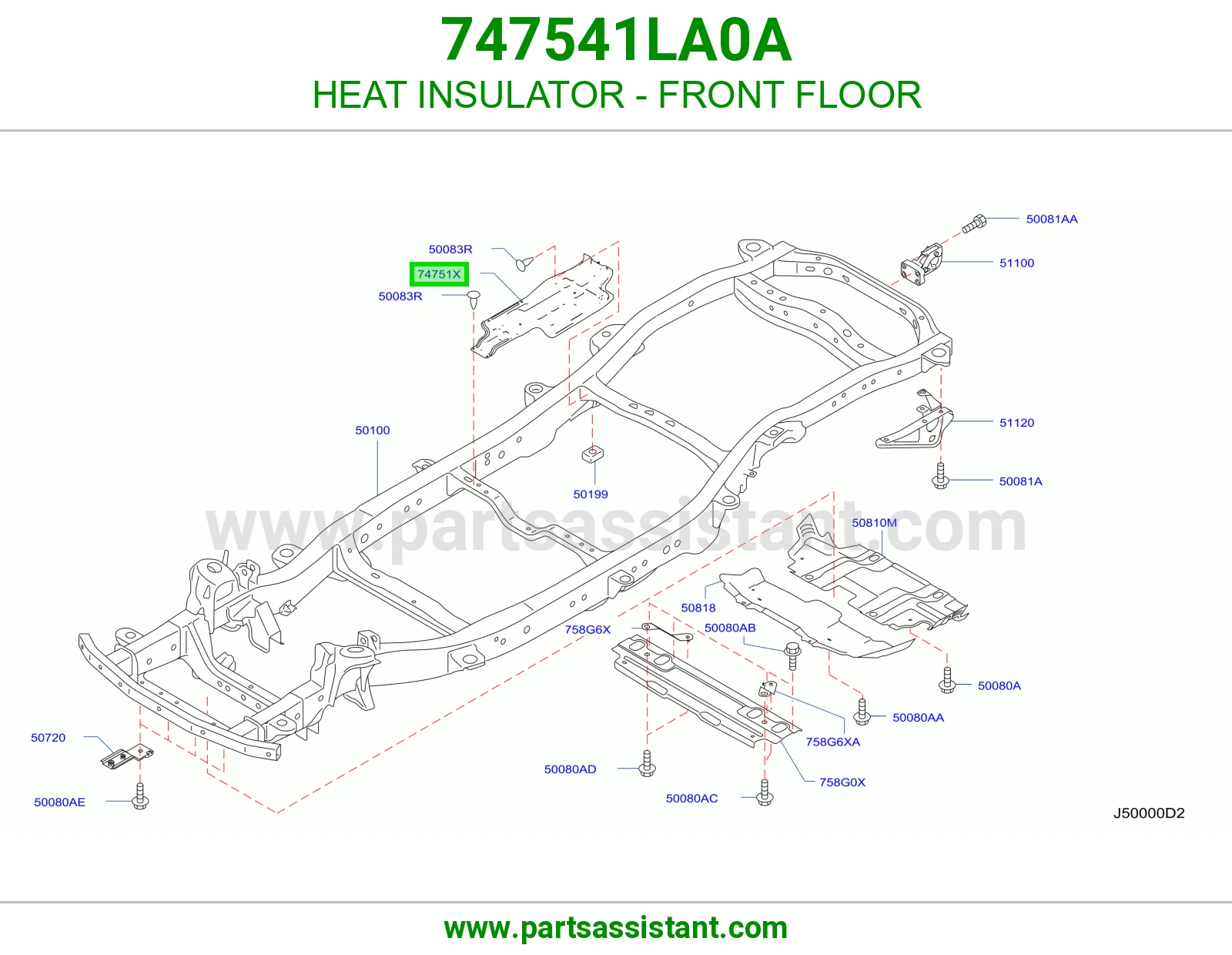 عازل حرارة أرضية أمامية 747541LA0A