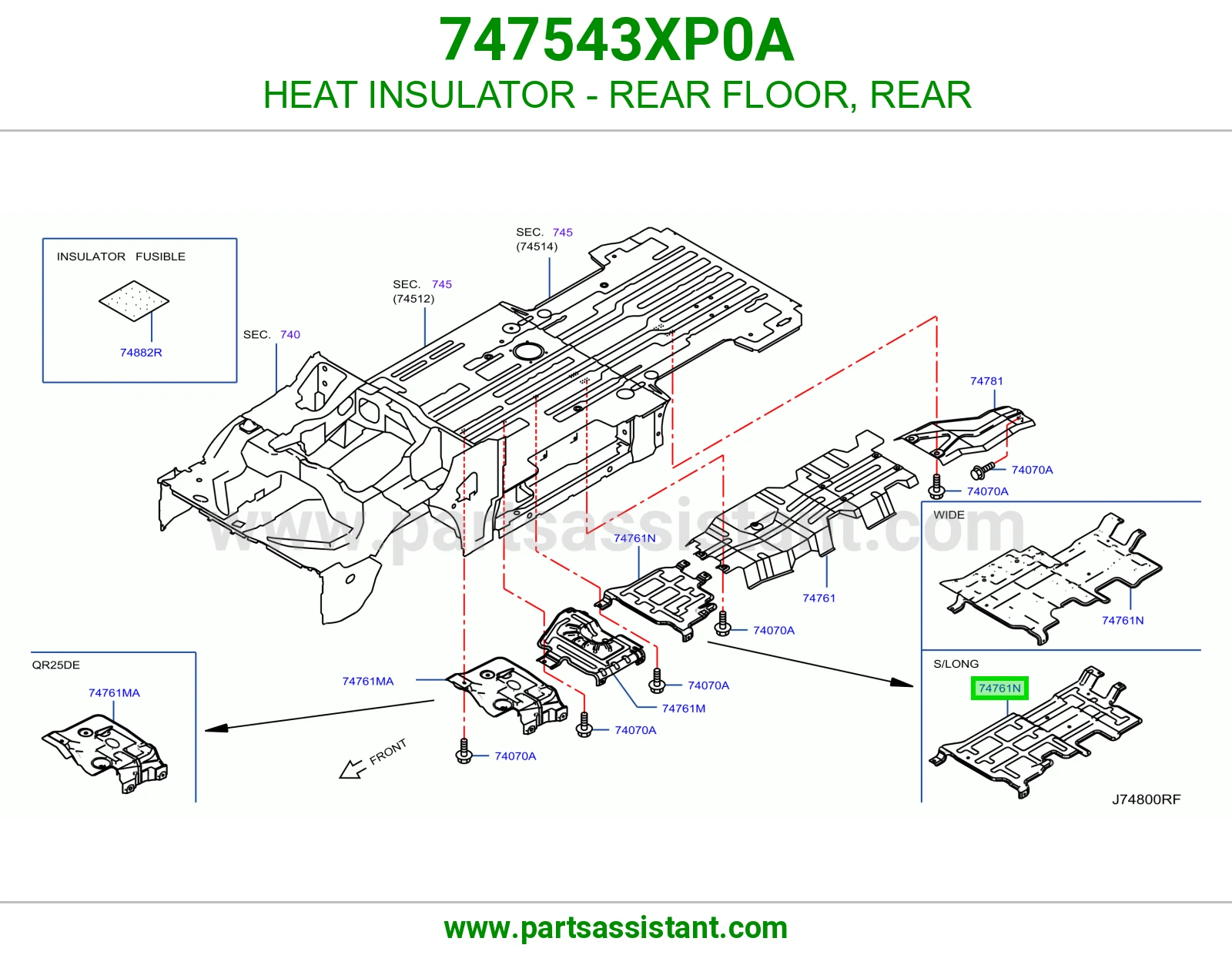 عازل حرارة أرضية خلفية خلفي 747543XP0A