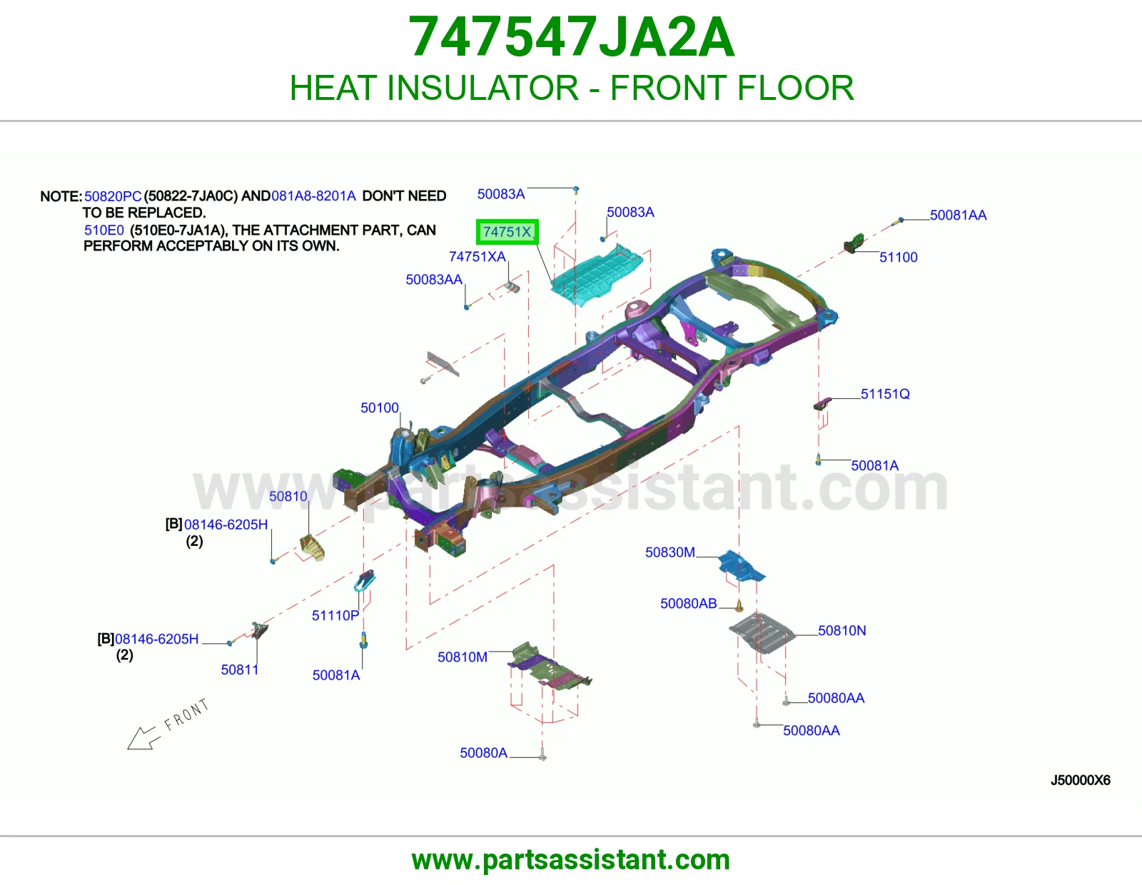 عازل حرارة أرضية أمامية 747547JA2A