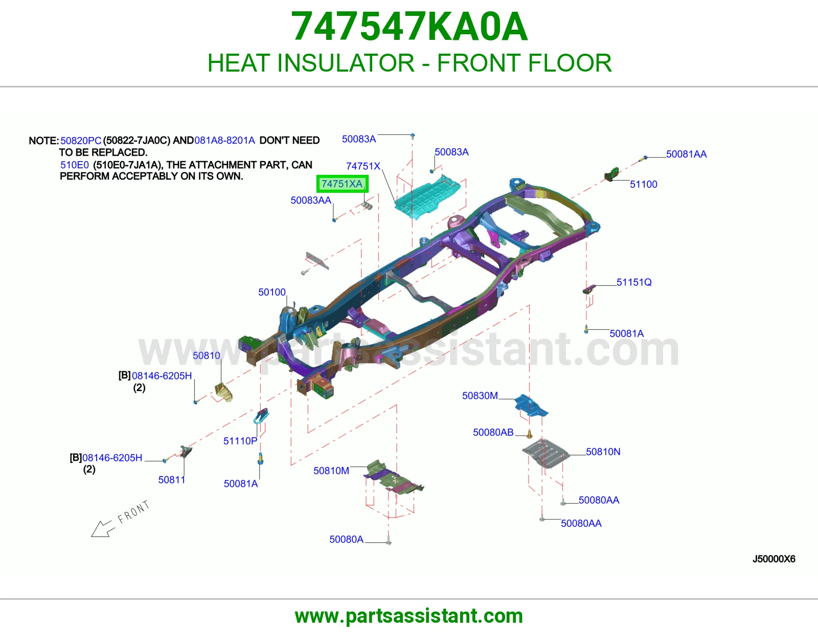 عازل حرارة أرضية أمامية 747547KA0A