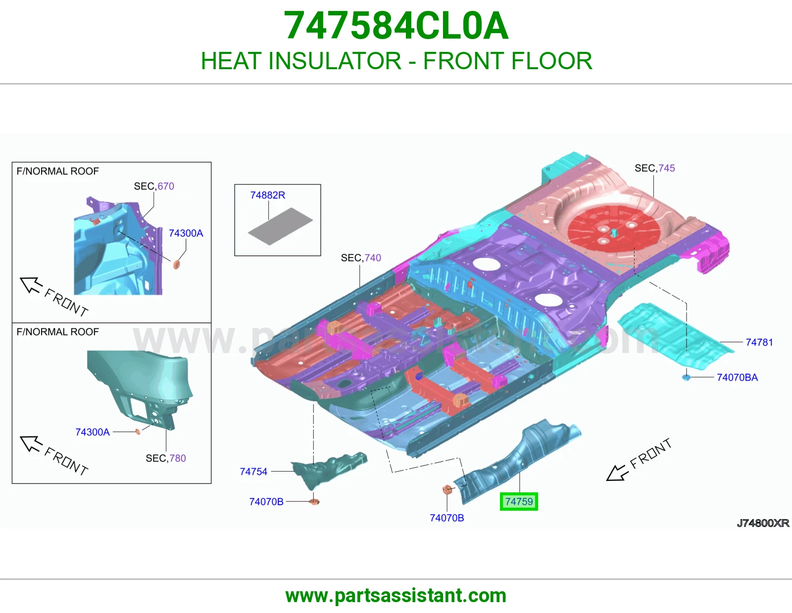 عازل حرارة أرضية أمامية 747584CL0A