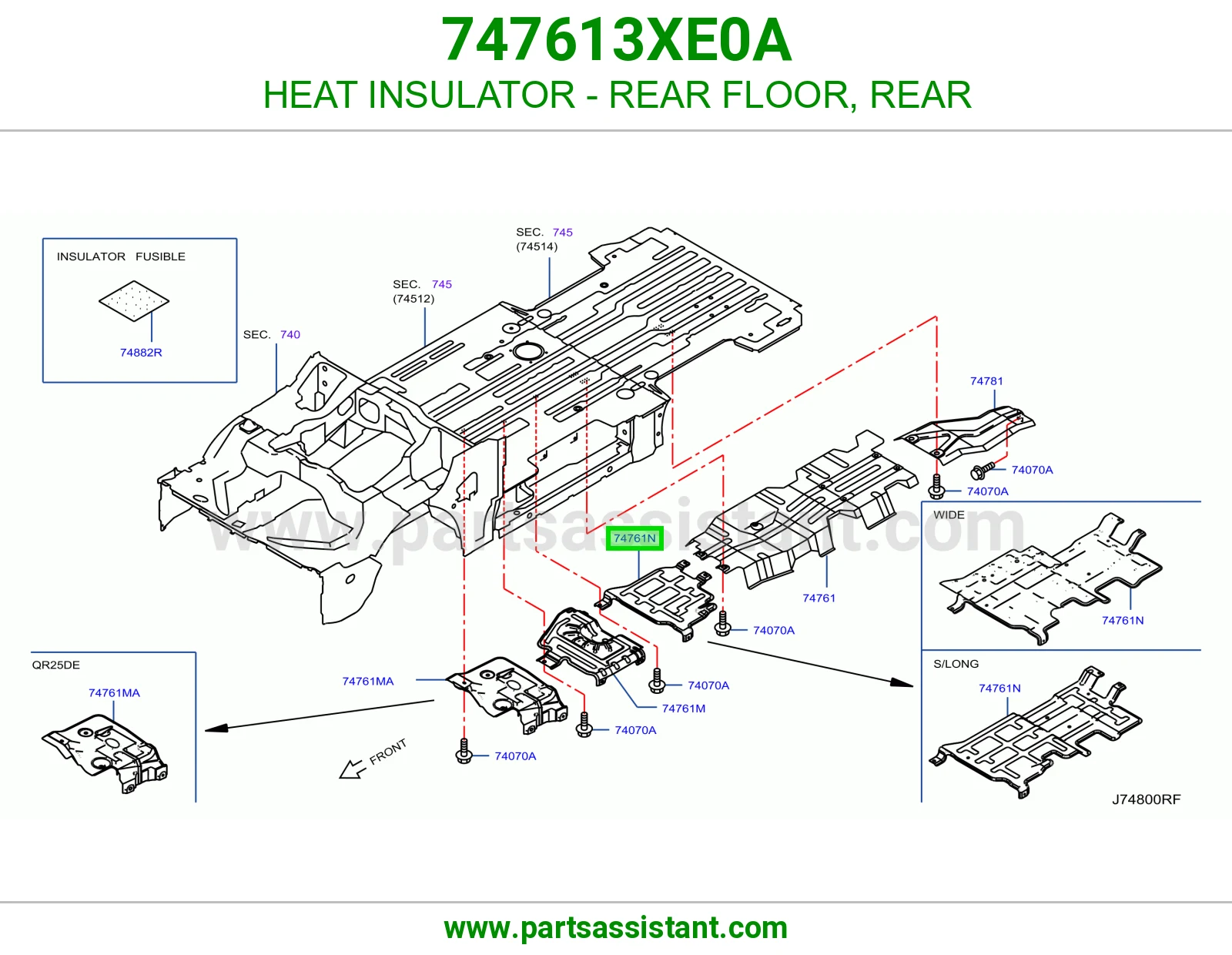 عازل حرارة أرضية خلفية خلفي 747613XE0A