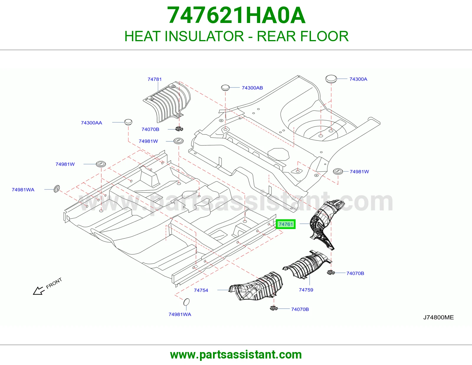 عازل حرارة أرضية خلفية 747621HA0A