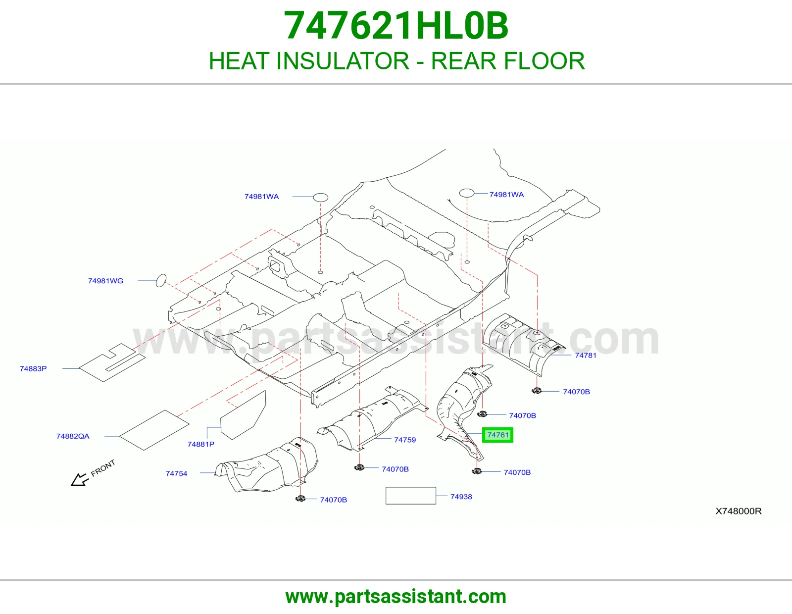 عازل حرارة أرضية خلفية 747621HL0B