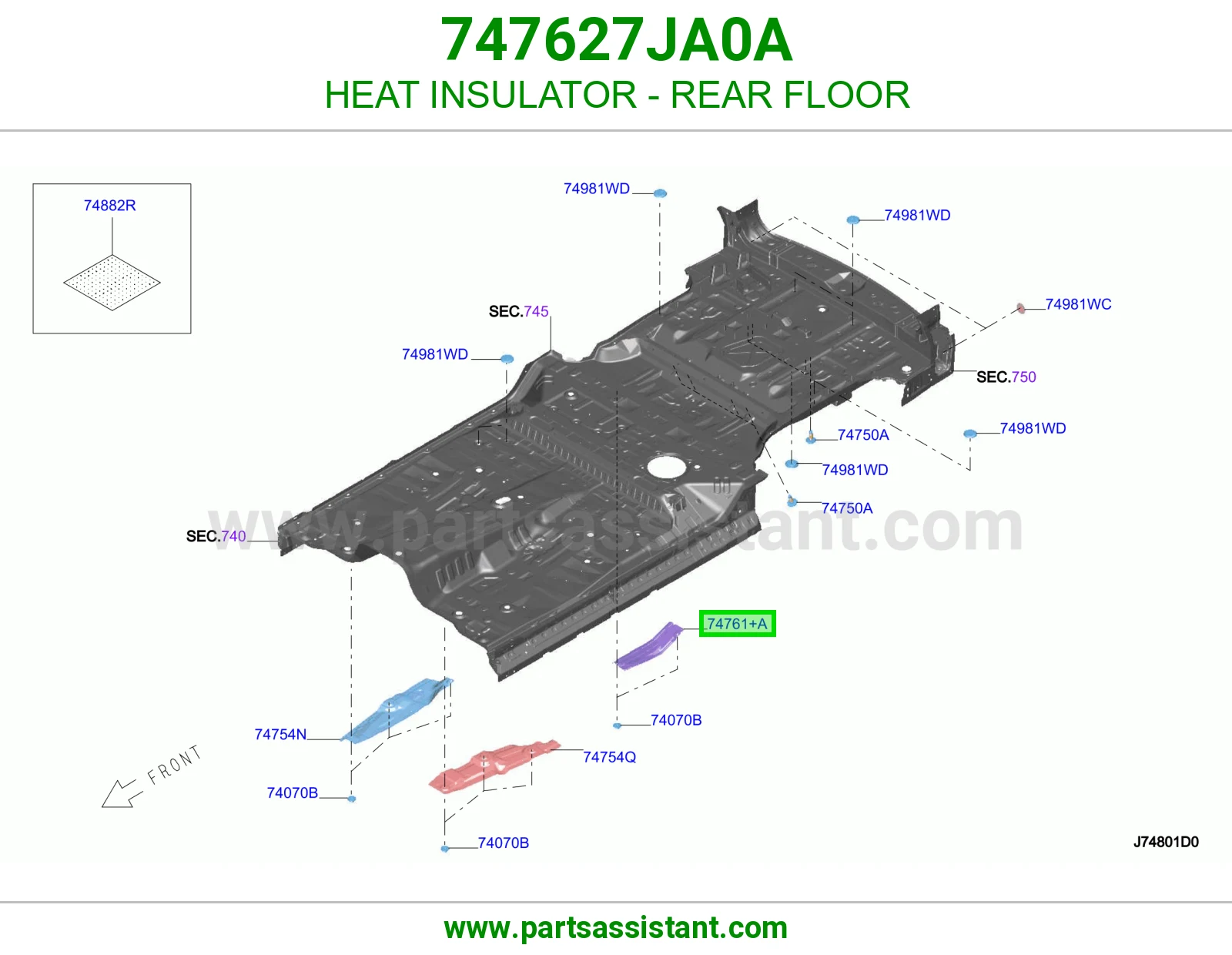 عازل حرارة أرضية خلفية 747627JA0A