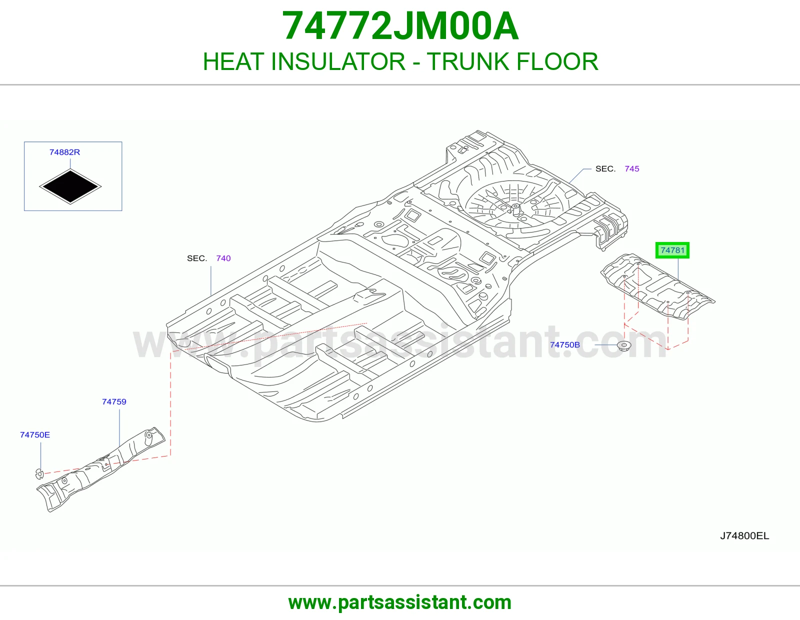 عازل حرارة أرضية شنطة 74772JM00A