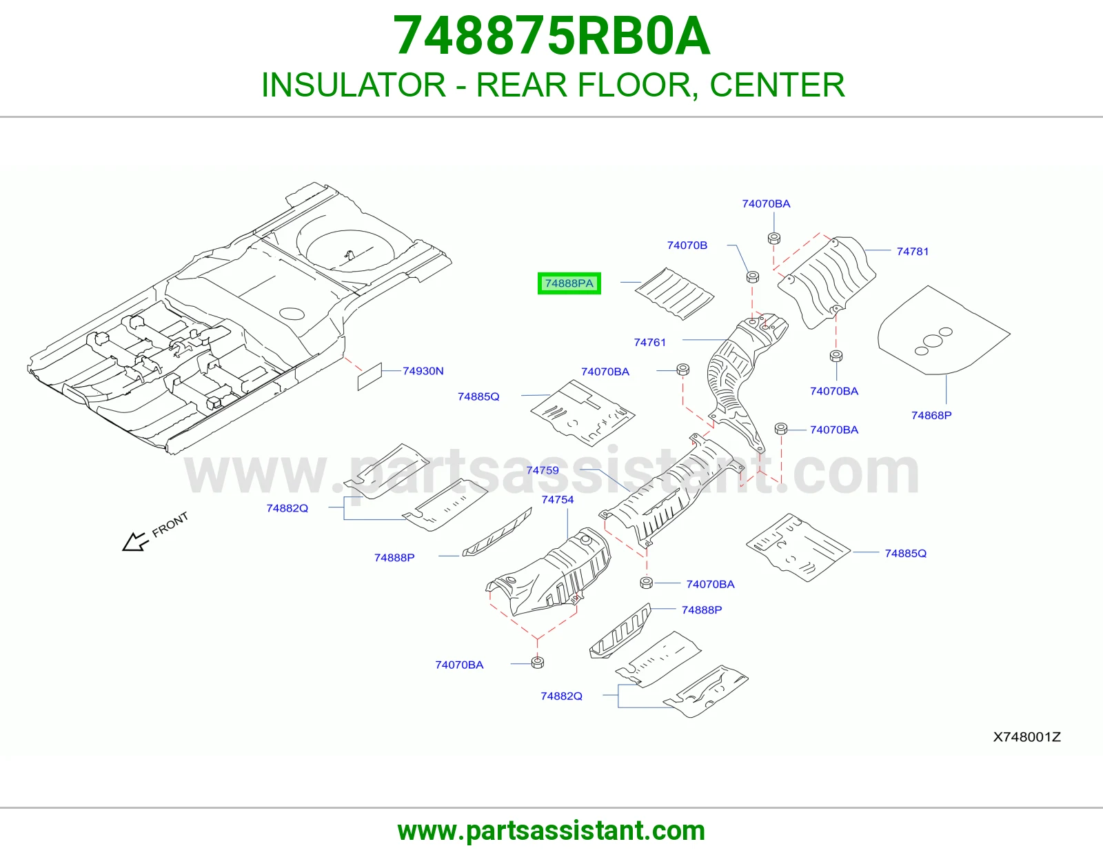 عازل أرضية خلفية وسط 748875RB0A
