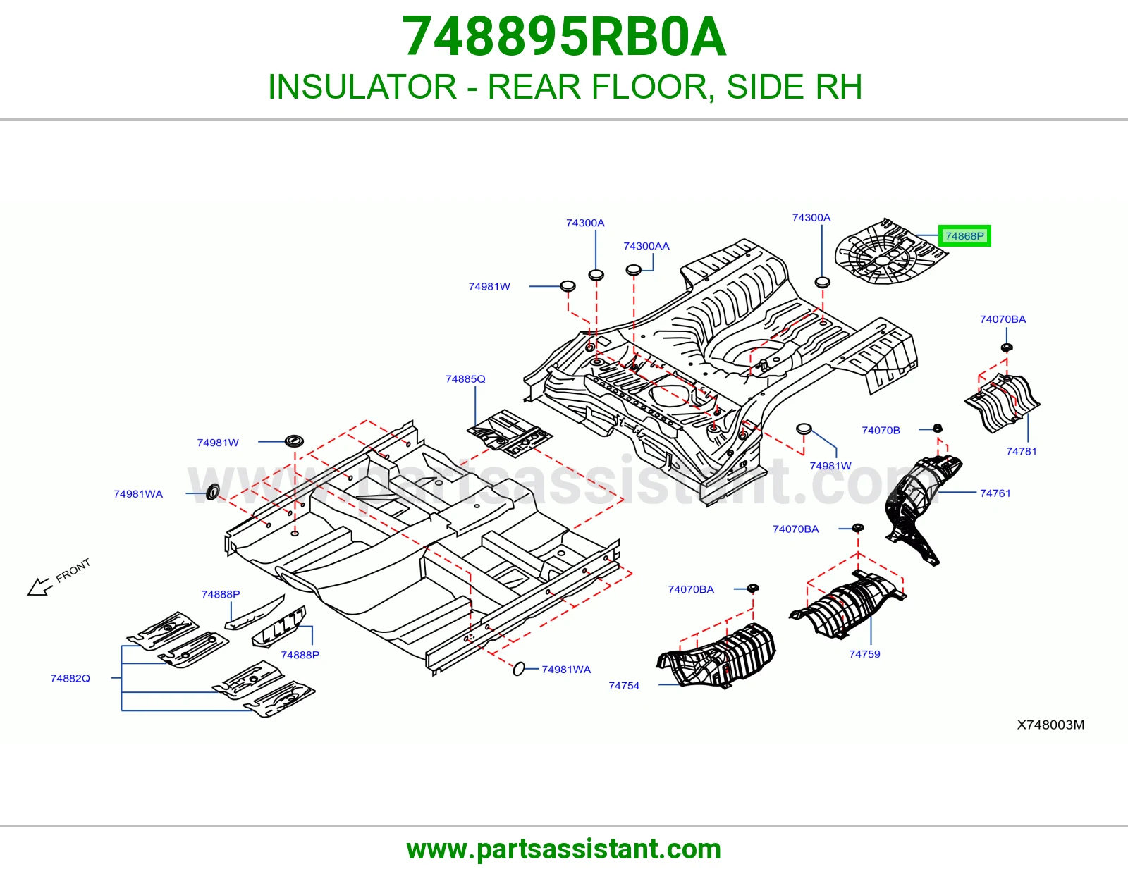 عازل أرضية خلفية جانبي يمين 748895RB0A
