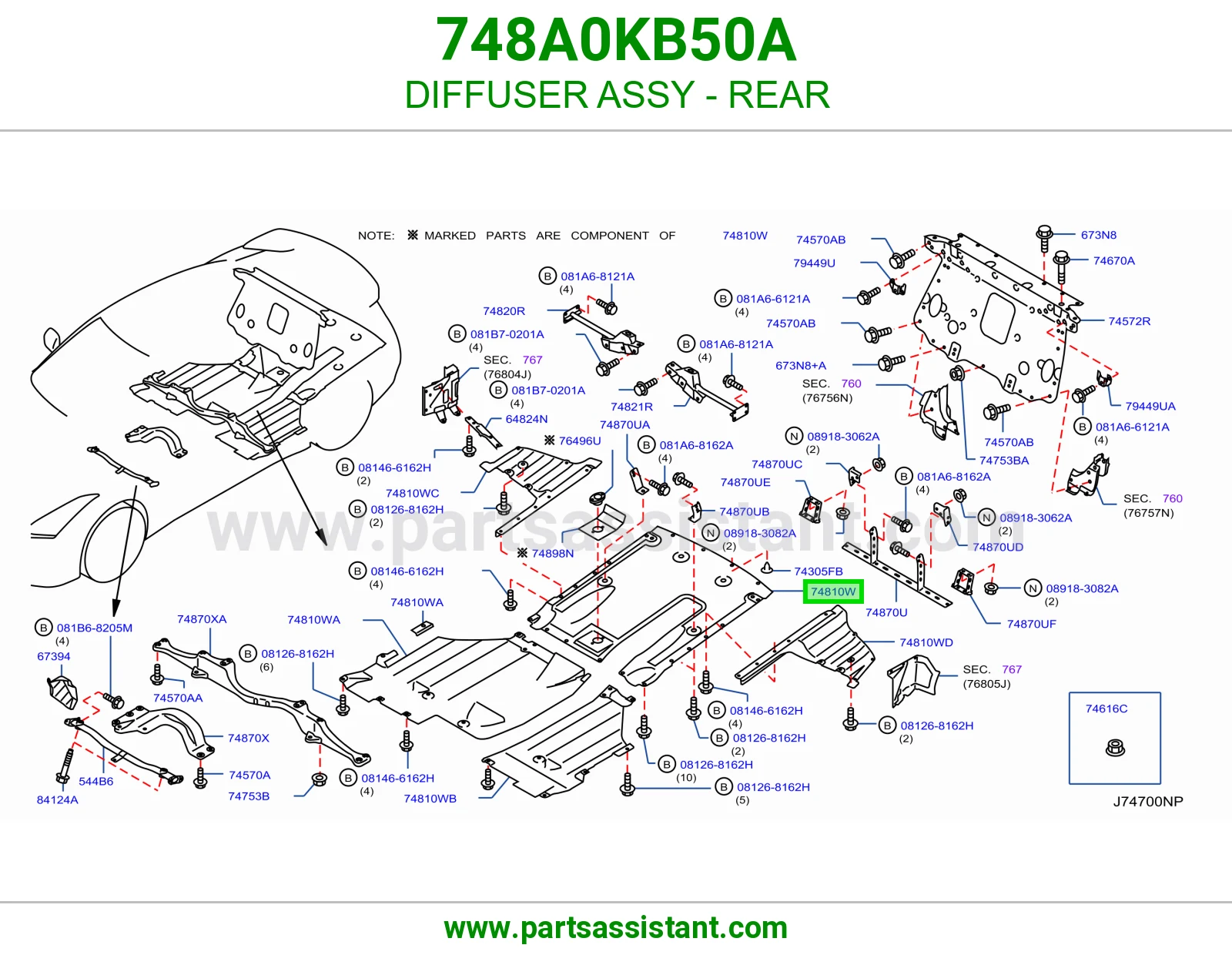 ماصورة كنداسة خلفي 748A0KB50A