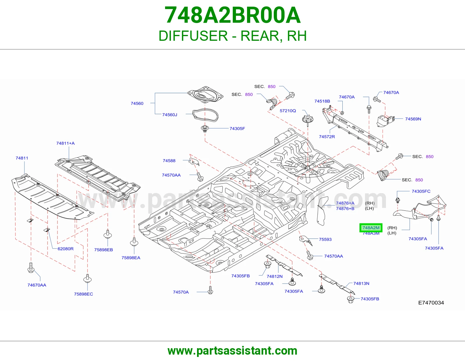دفيوزر خلفي يمين 748A2BR00A