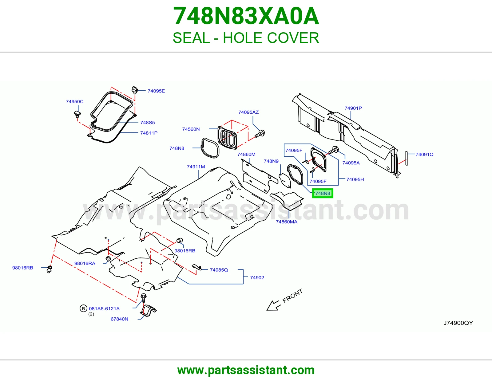 جلدة سدادة فتحة 748N83XA0A