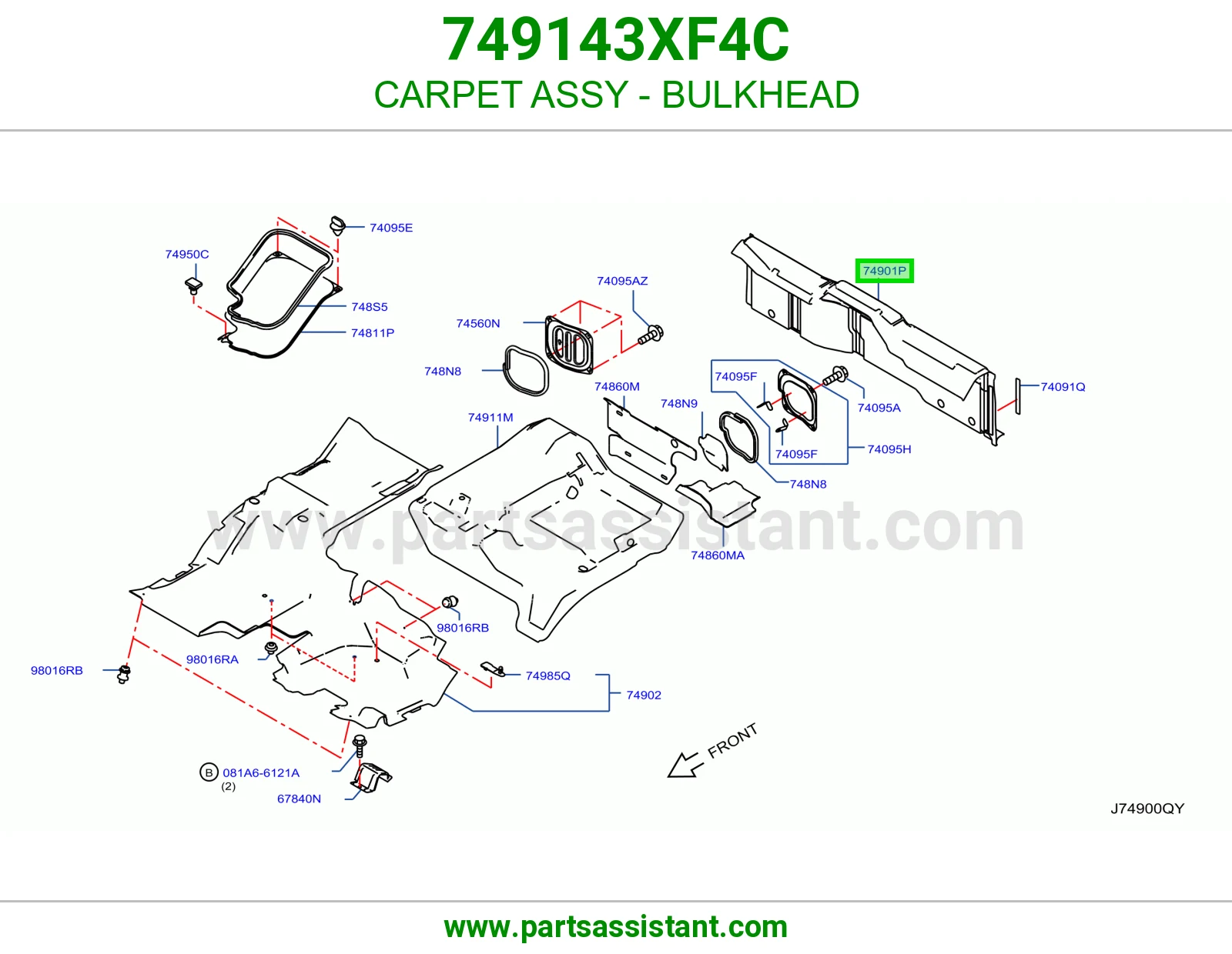 CARPET ASSY - BULKHEAD 749143XF4C