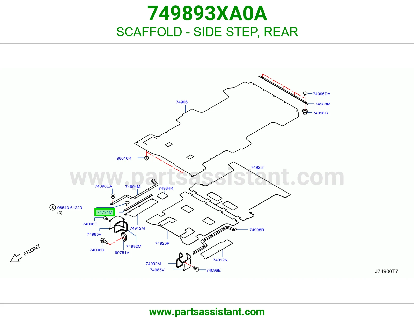 حامل دعسة جانبية خلفي 749893XA0A