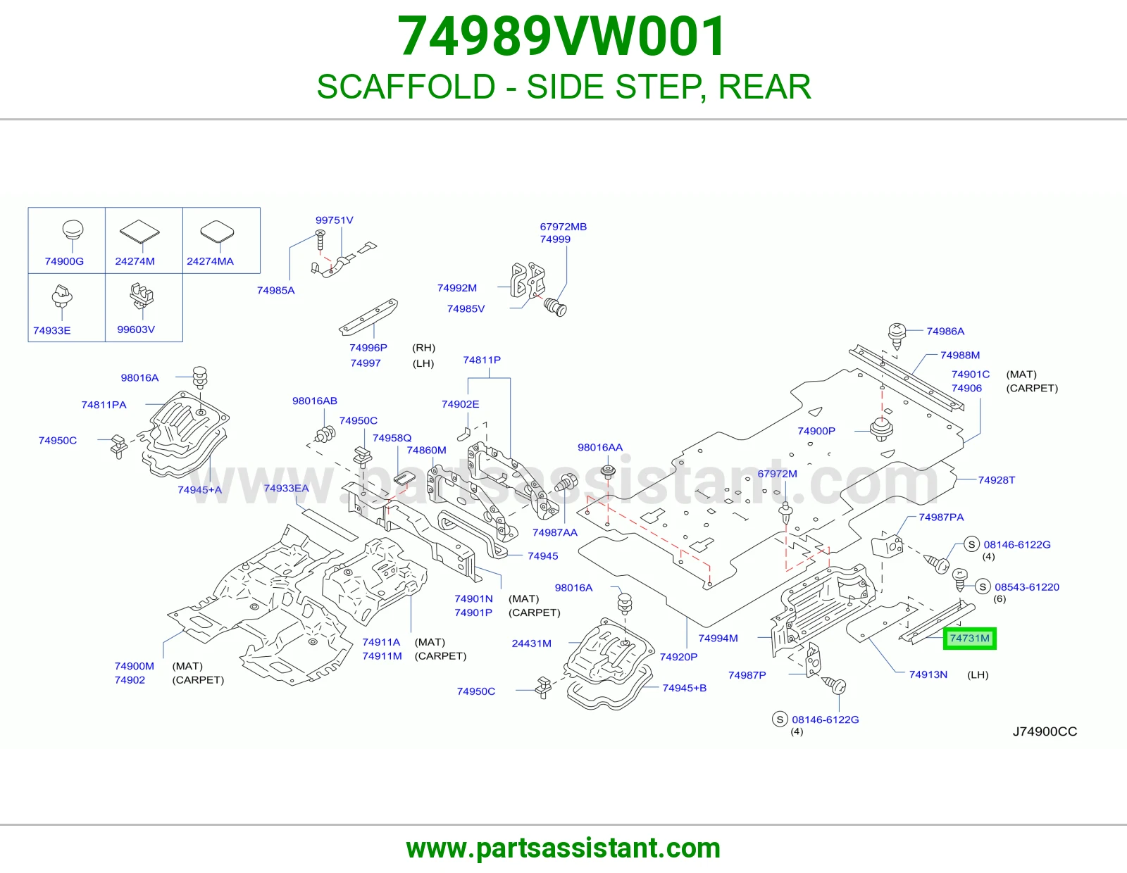حامل دعسة جانبية خلفي 74989VW001