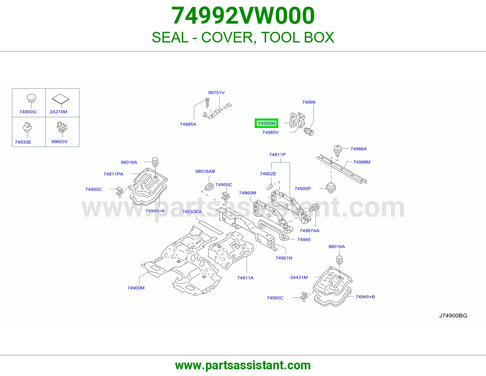جلدة غطاء صندوق عدة 74992VW000
