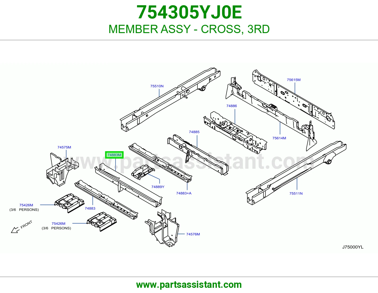 MEMBER ASSY - CROSS, 3RD 754305YJ0E