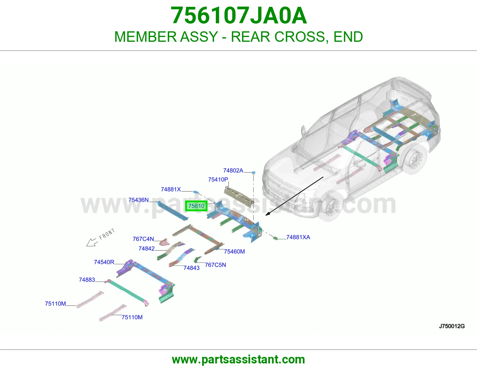 كمر جسر خلفي طرف كامل 756107JA0A