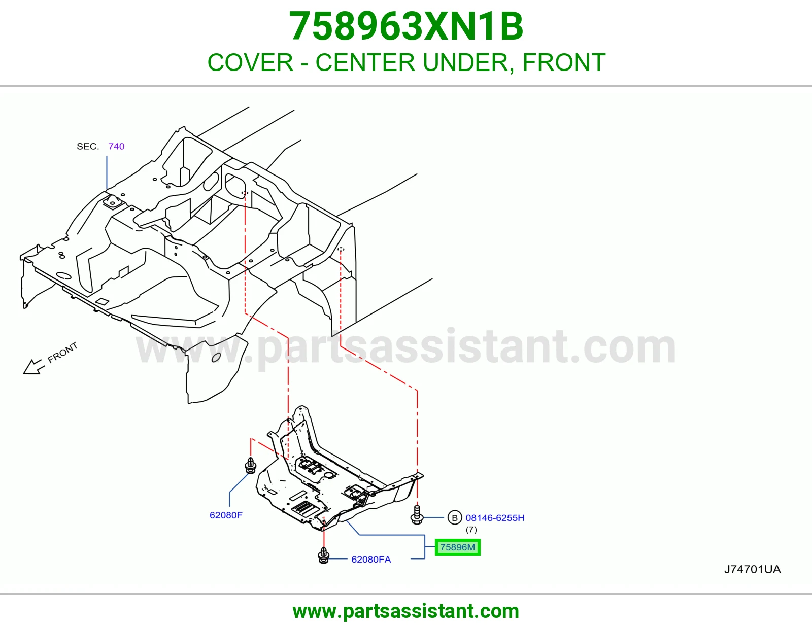 غطاء وسط تحت أمامي 758963XN1B