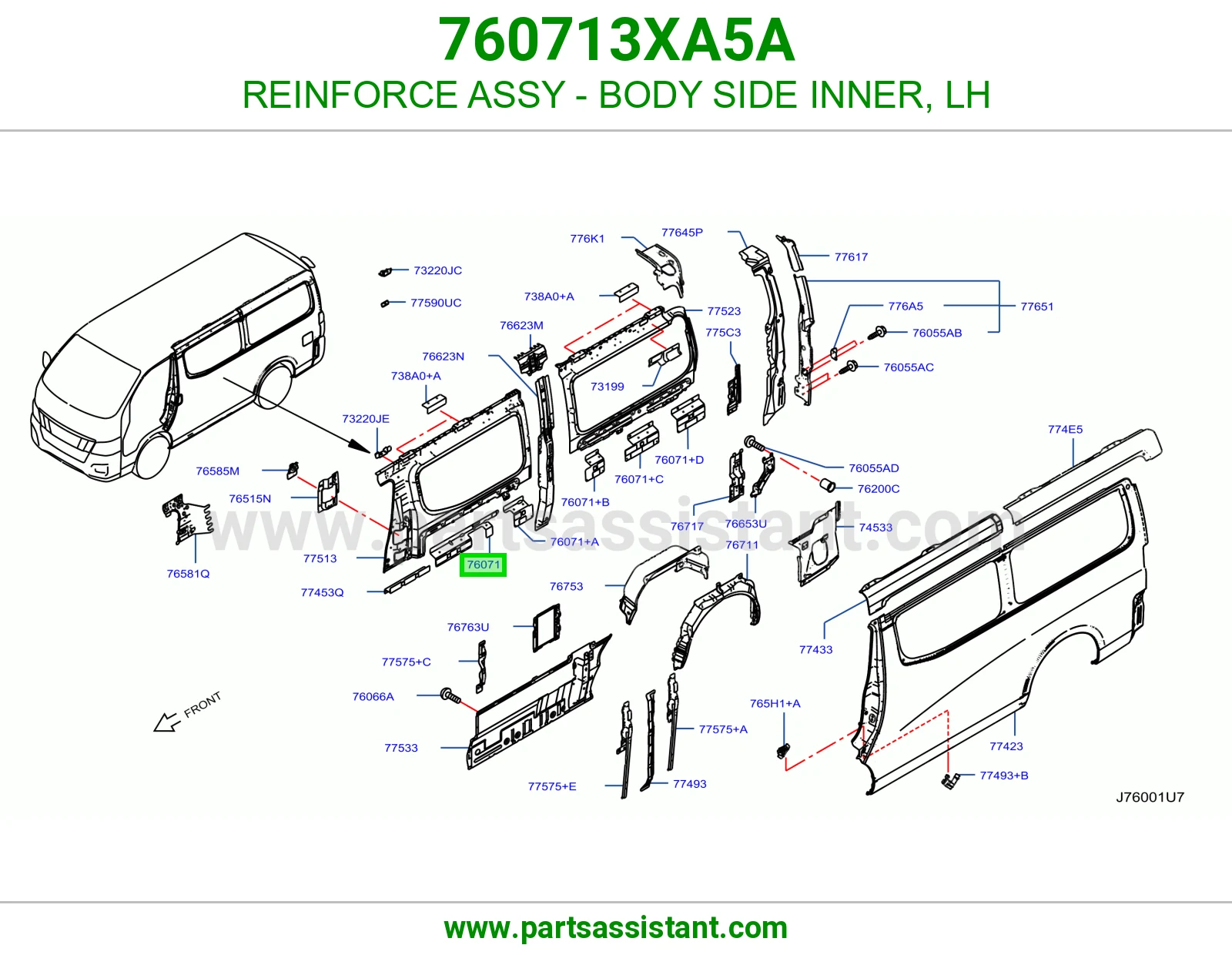 تقوية قشرة جنب داخلي يسار كاملة 760713XA5A